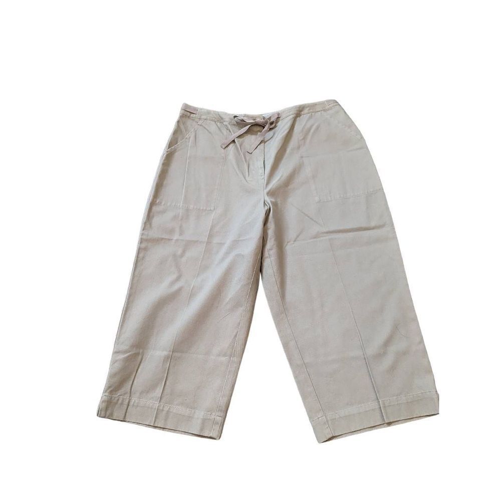 Westbound Women's Khaki High Rise Skimmer Ribbon Tie Waist Capri Pants 16 NWT